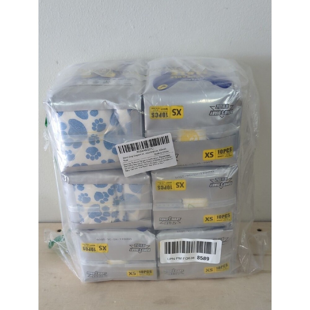 6 Packs Of 10 Male Dog Diapers Size XS